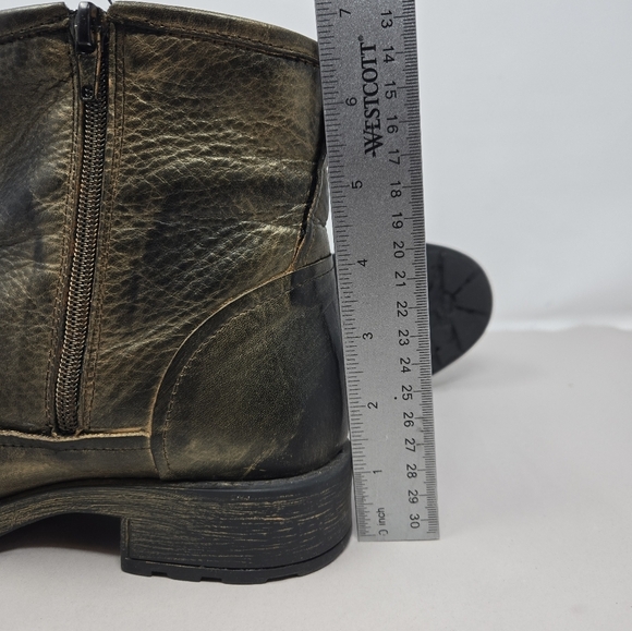 Eric Michael Brennaro Moto Womens Boots Sz 7.5 Dark Gold Metallic Lace Up Detail - Picture 12 of 14